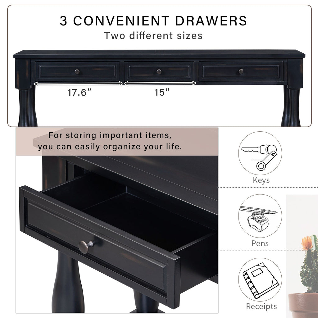 Console Table 63" with Drawers and Shelf