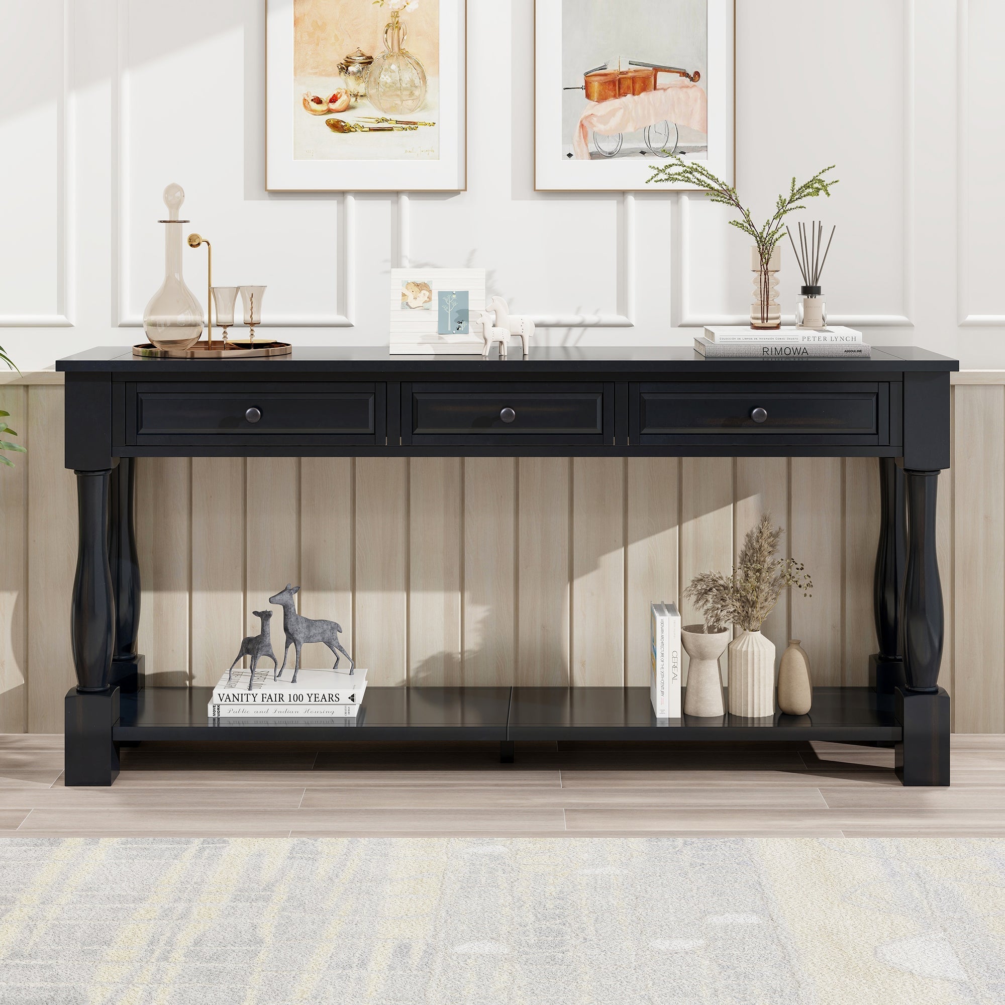 Console Table 63" with Drawers and Shelf