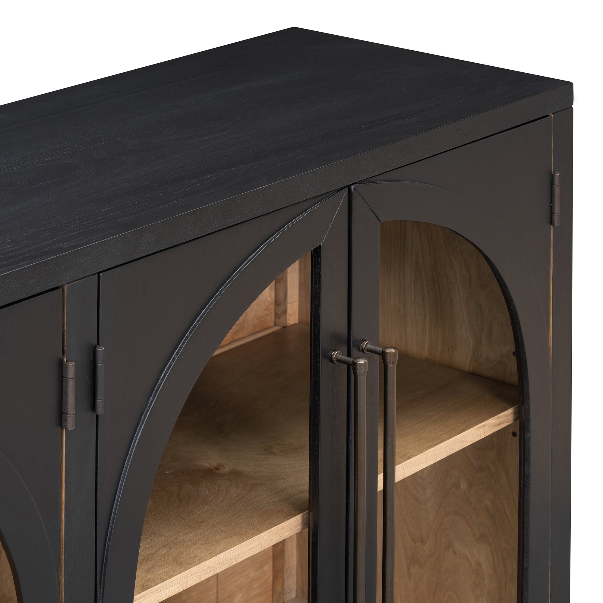 4-Door Storage Sideboard Buffet Cabinet with Arched Glass Doors