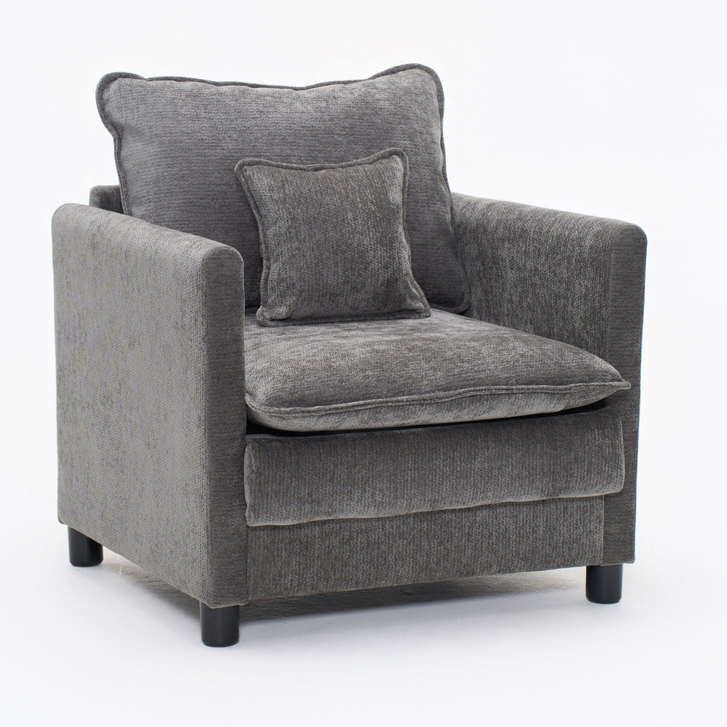 Modern Reading Armchair with Cushion, Beige