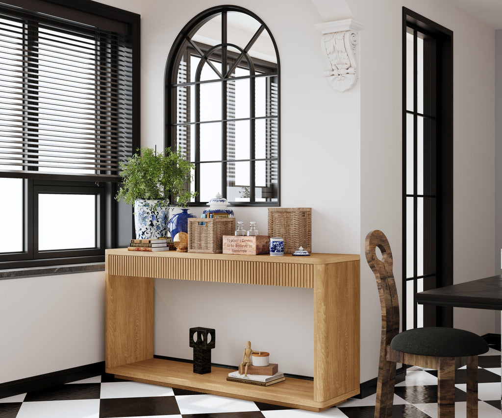 Fluted Console Table with 2-Drawers