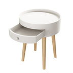 Nightingale 18"H Table with Drawer & Oak Legs, White