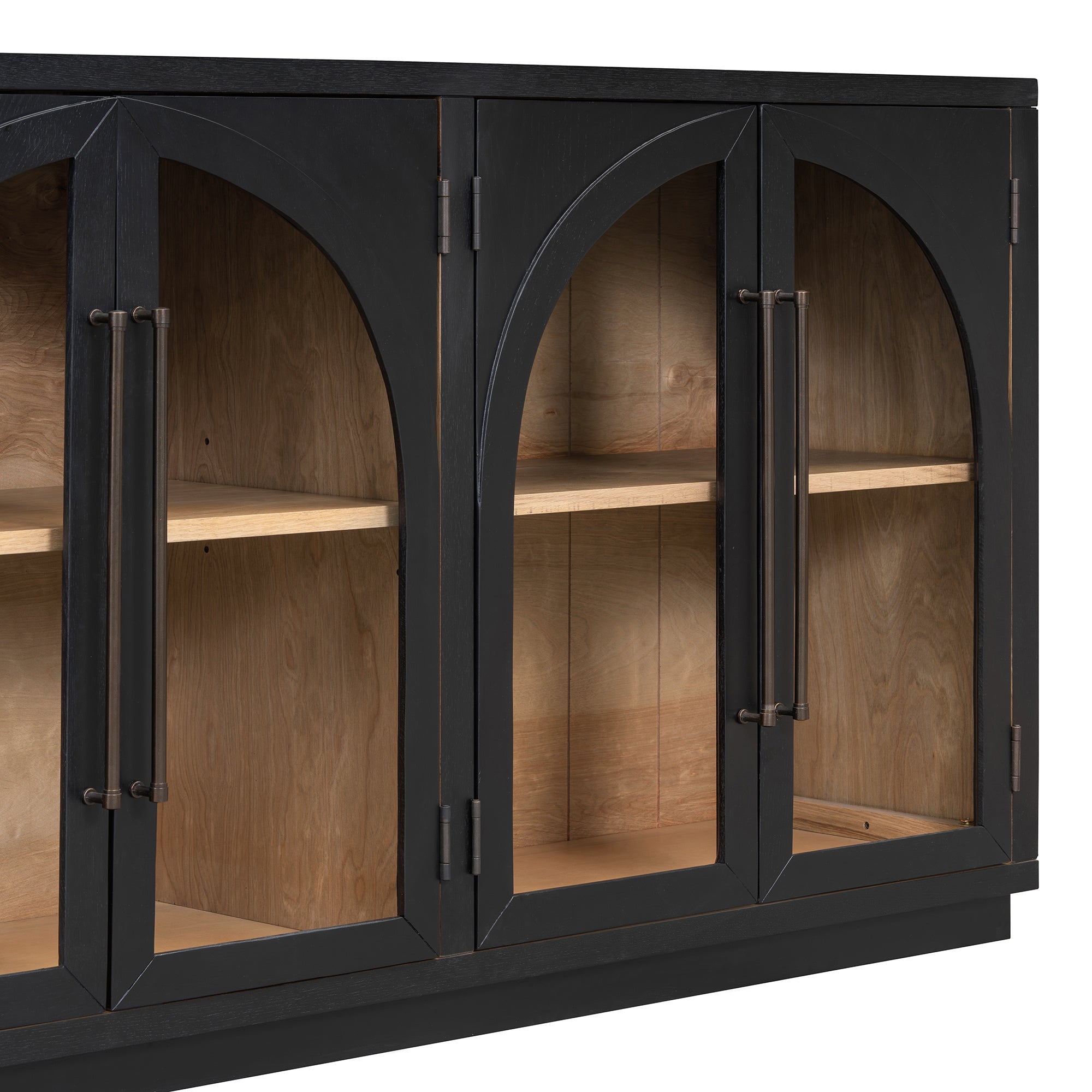 4-Door Storage Sideboard Buffet Cabinet with Arched Glass Doors