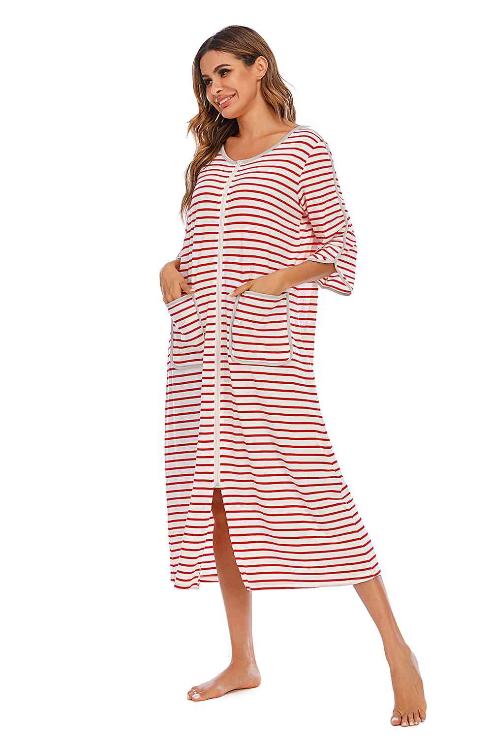 Pajama Dress with Round Neck
