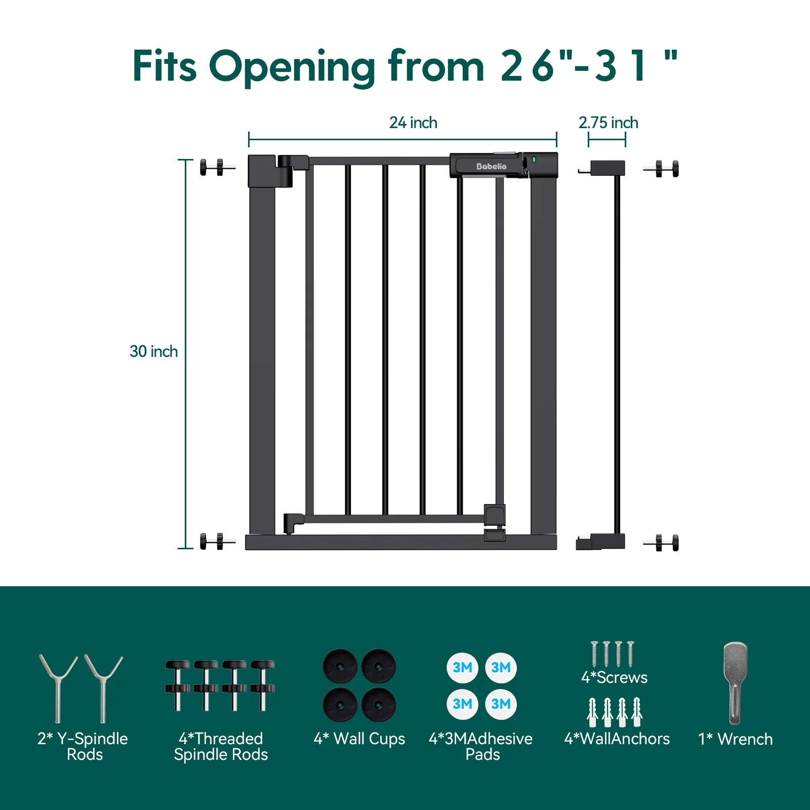 Baby Gate by Babelio - PressGuard Ⅱ | Pressure-Mounted Safety Gate