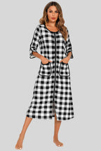 Pajama Dress with Round Neck