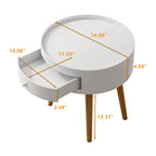 Nightingale 18"H Table with Drawer & Oak Legs, White