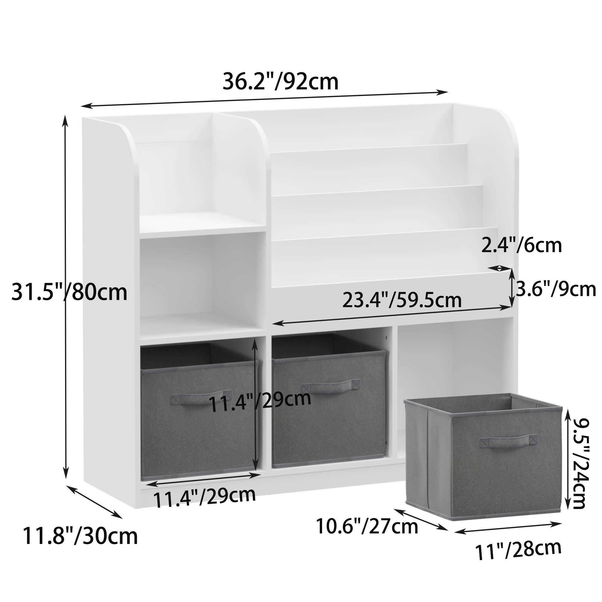 Bookcase And Bookshelf With 3 Cube Drawers