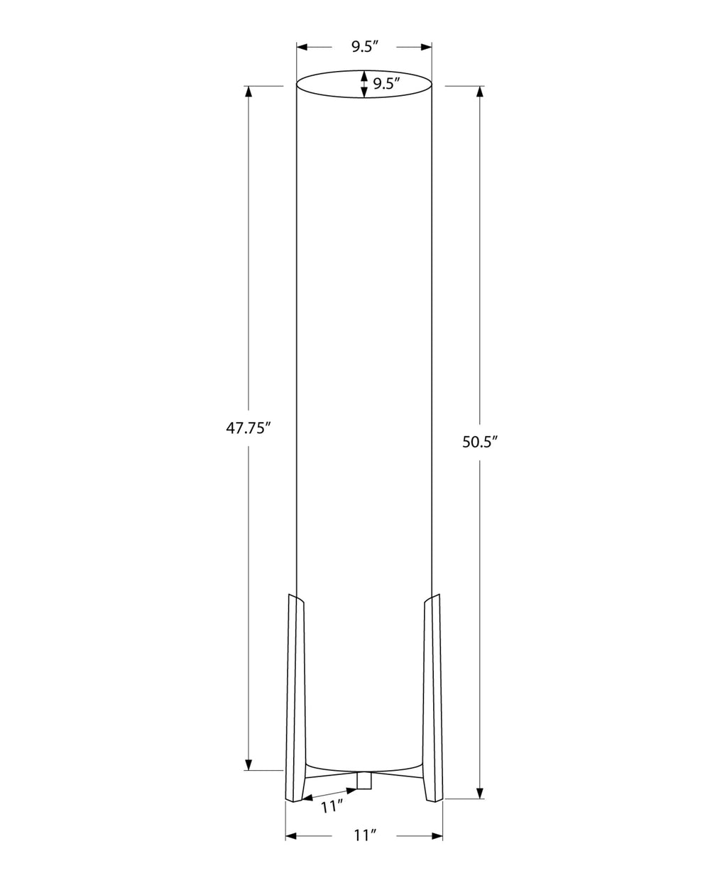 Cylinder Floor Lamp, 50" height with Ivory Shade