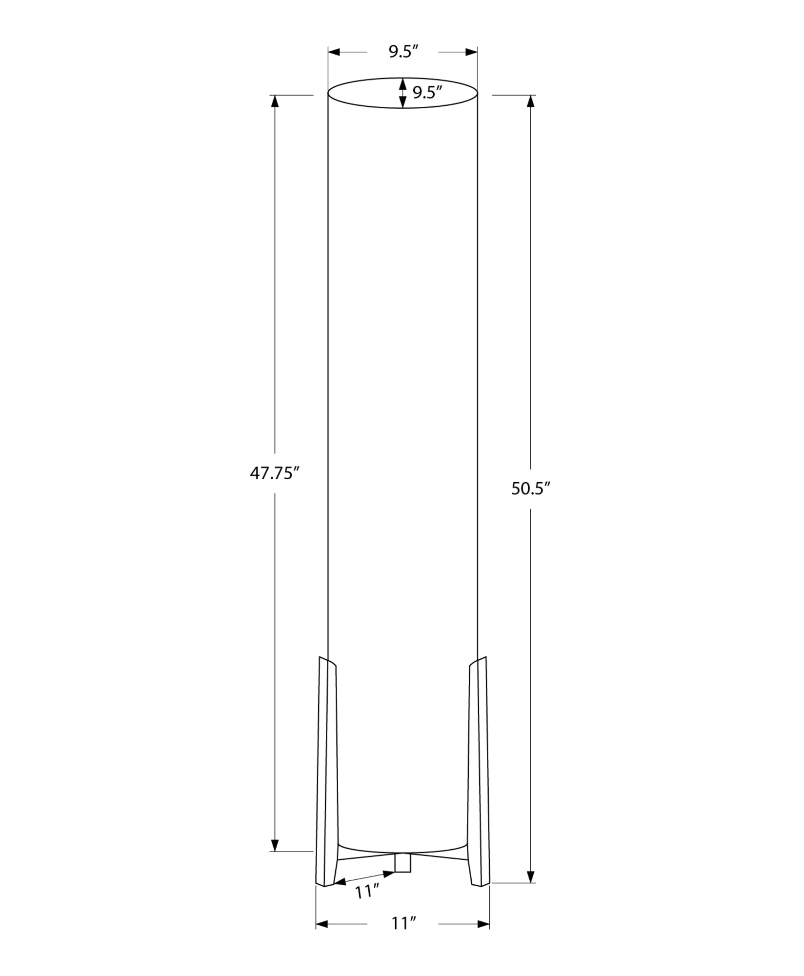 Cylinder Floor Lamp, 50" height with Ivory Shade