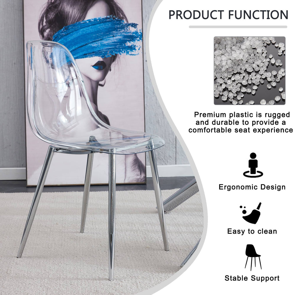 Transparent Dining Chairs, 6 pc Set