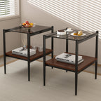 End Table Gray Glass, set of 2
