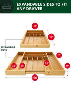 Bamboo Silverware Drawer Organizer, Expandable