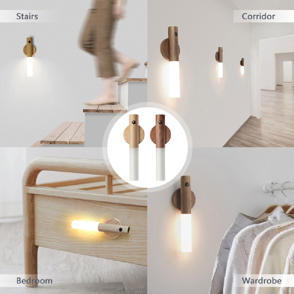LED USB Wood Wireless Light with Motion Sensor by Vivalo
