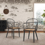 Dining Chair With Metal Legs And Birch (Set of 2) - Black / Natural