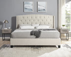 Astral 3-Piece Tufted Wingback Upholstered Bedroom Set with two Nightstands