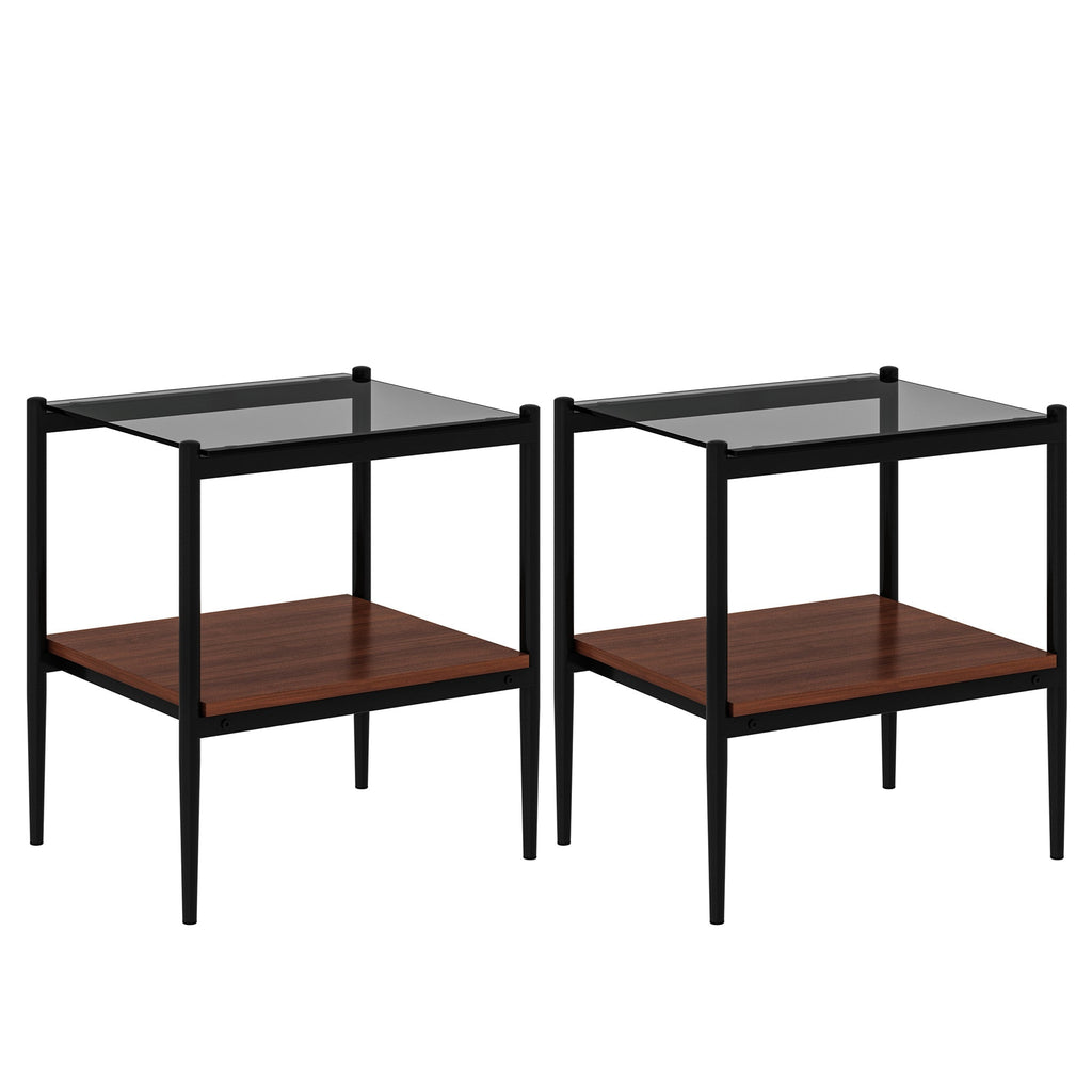 End Table Gray Glass, set of 2