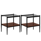 End Table Gray Glass, set of 2