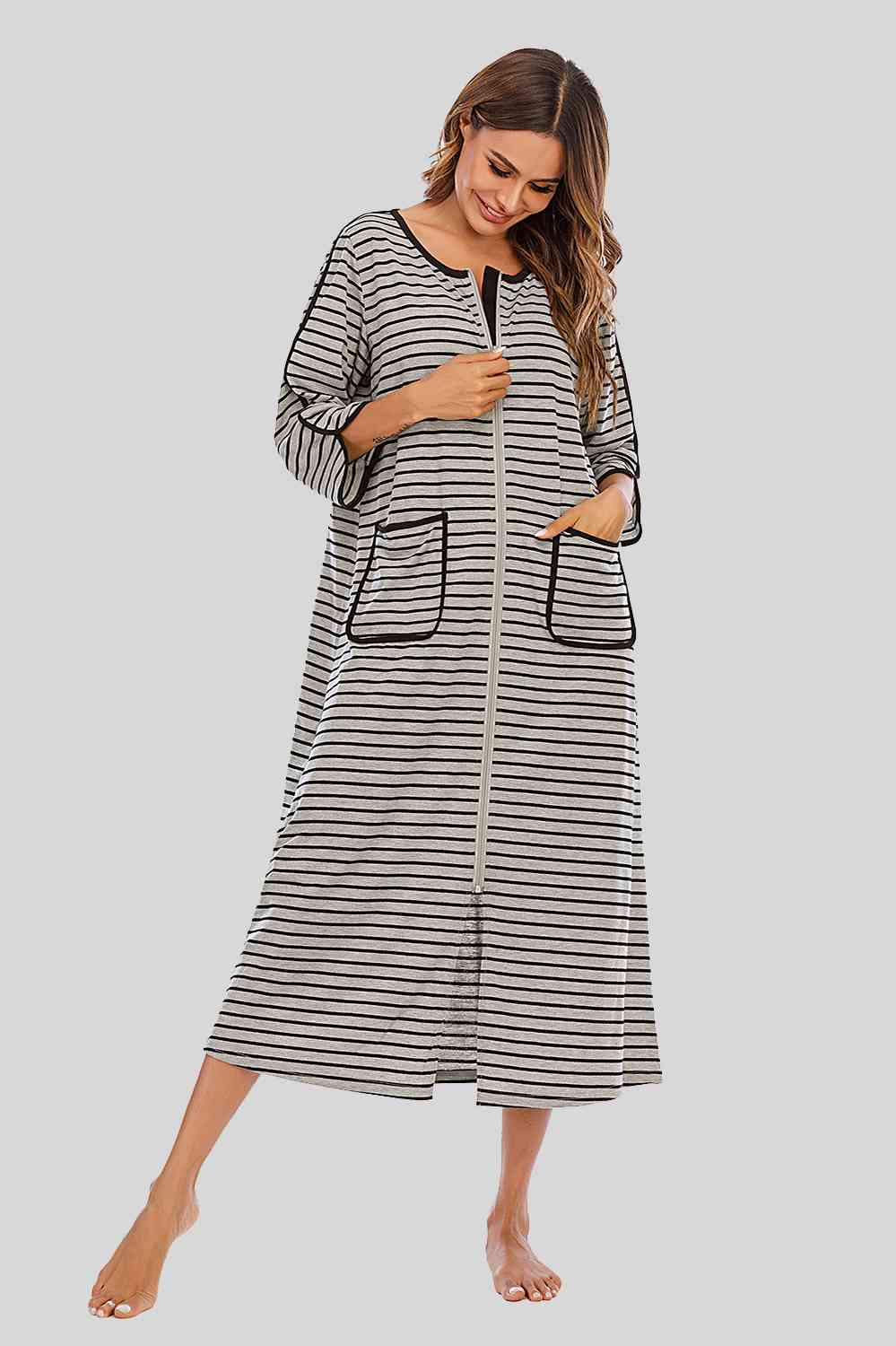 Pajama Dress with Round Neck