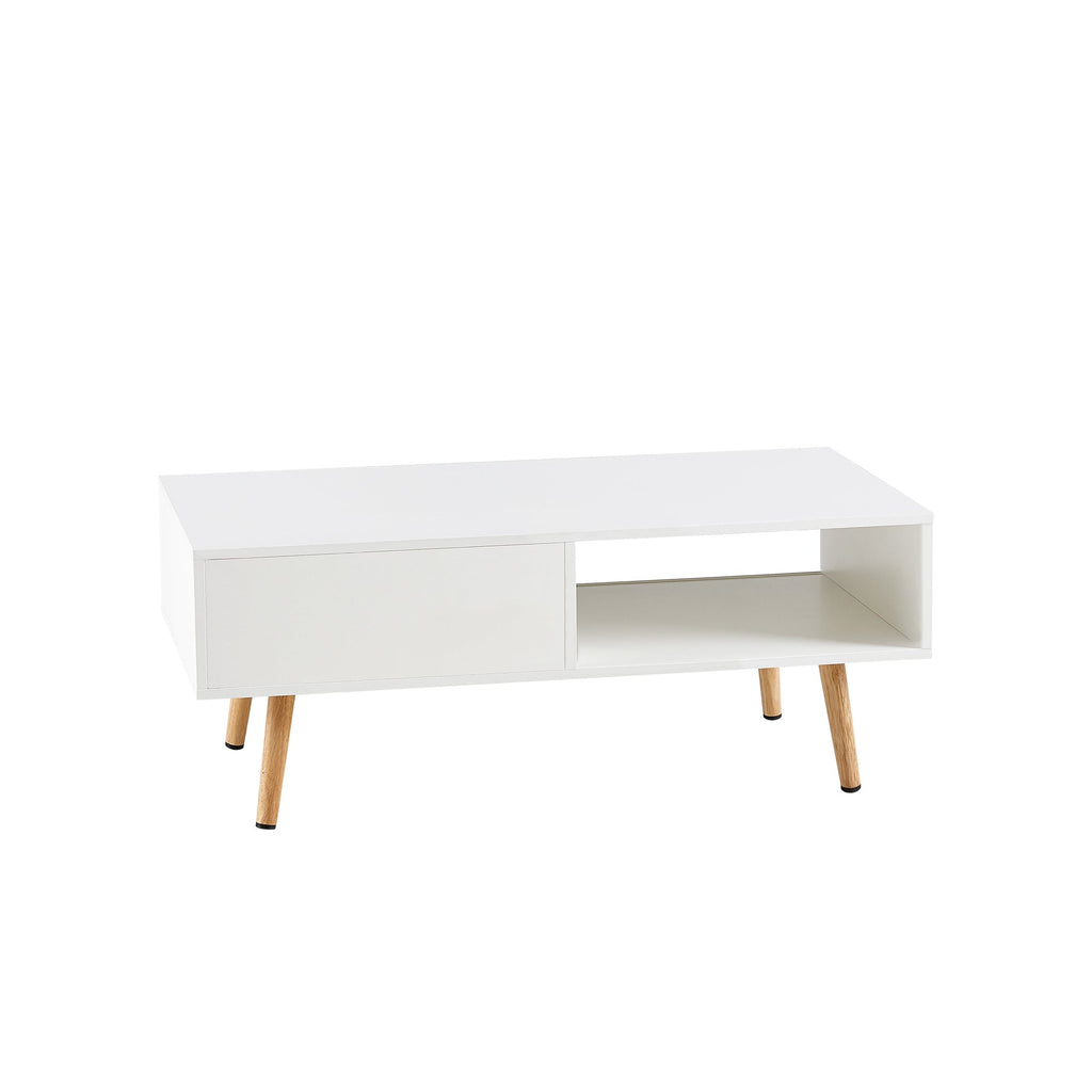 Rattan Coffee table with sliding door storage