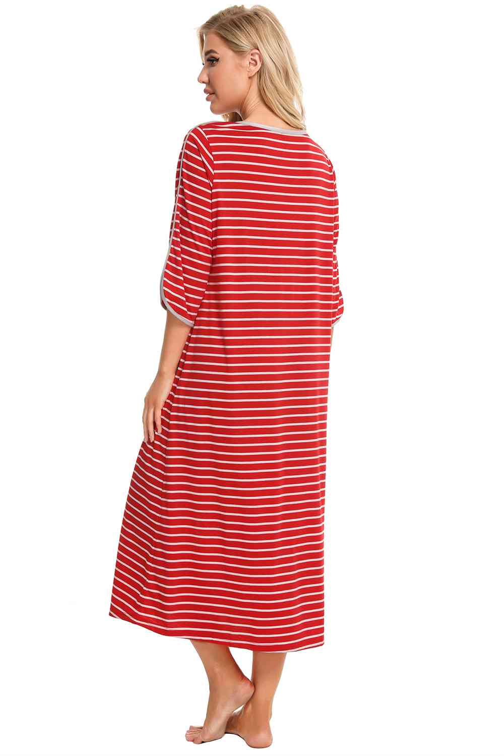 Pajama Dress with Round Neck