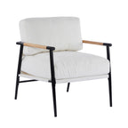 Modern Accent Chair With Plush Cushions and Wooden Armrests