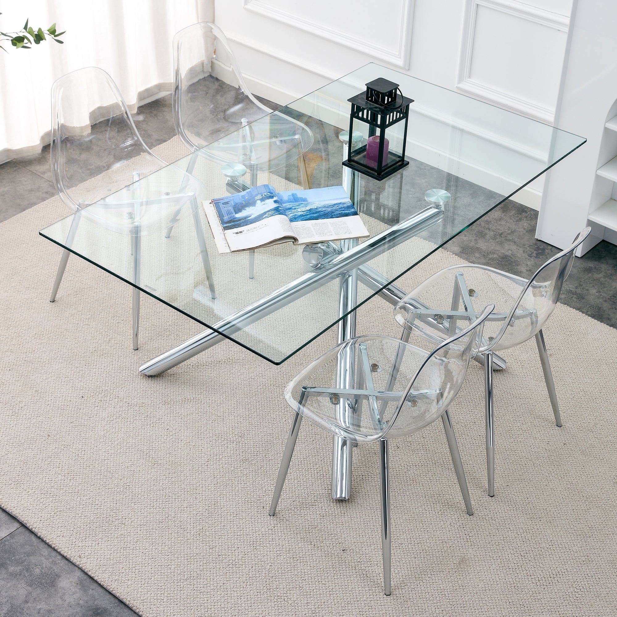 Transparent Dining Chairs, 6 pc Set