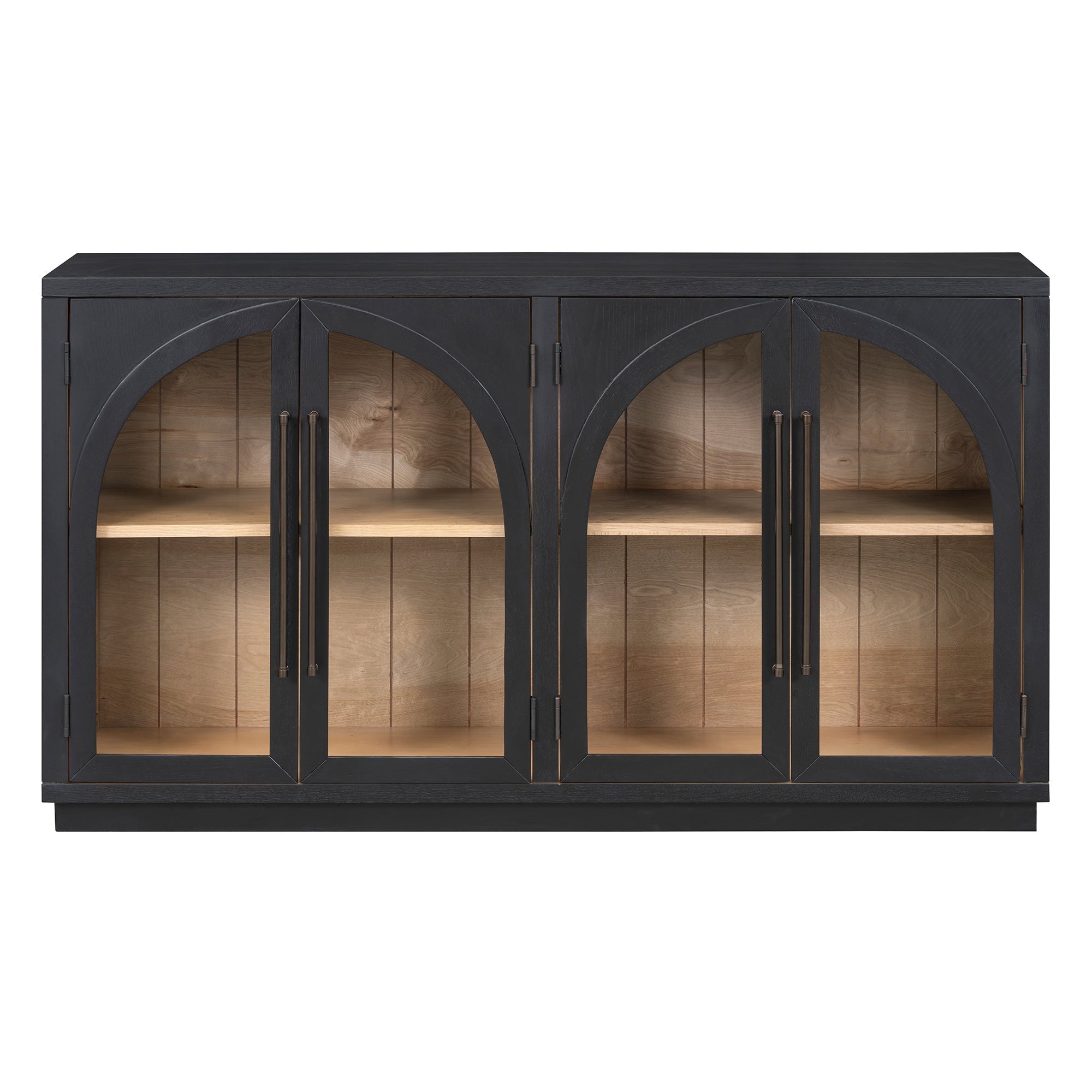 4-Door Storage Sideboard Buffet Cabinet with Arched Glass Doors