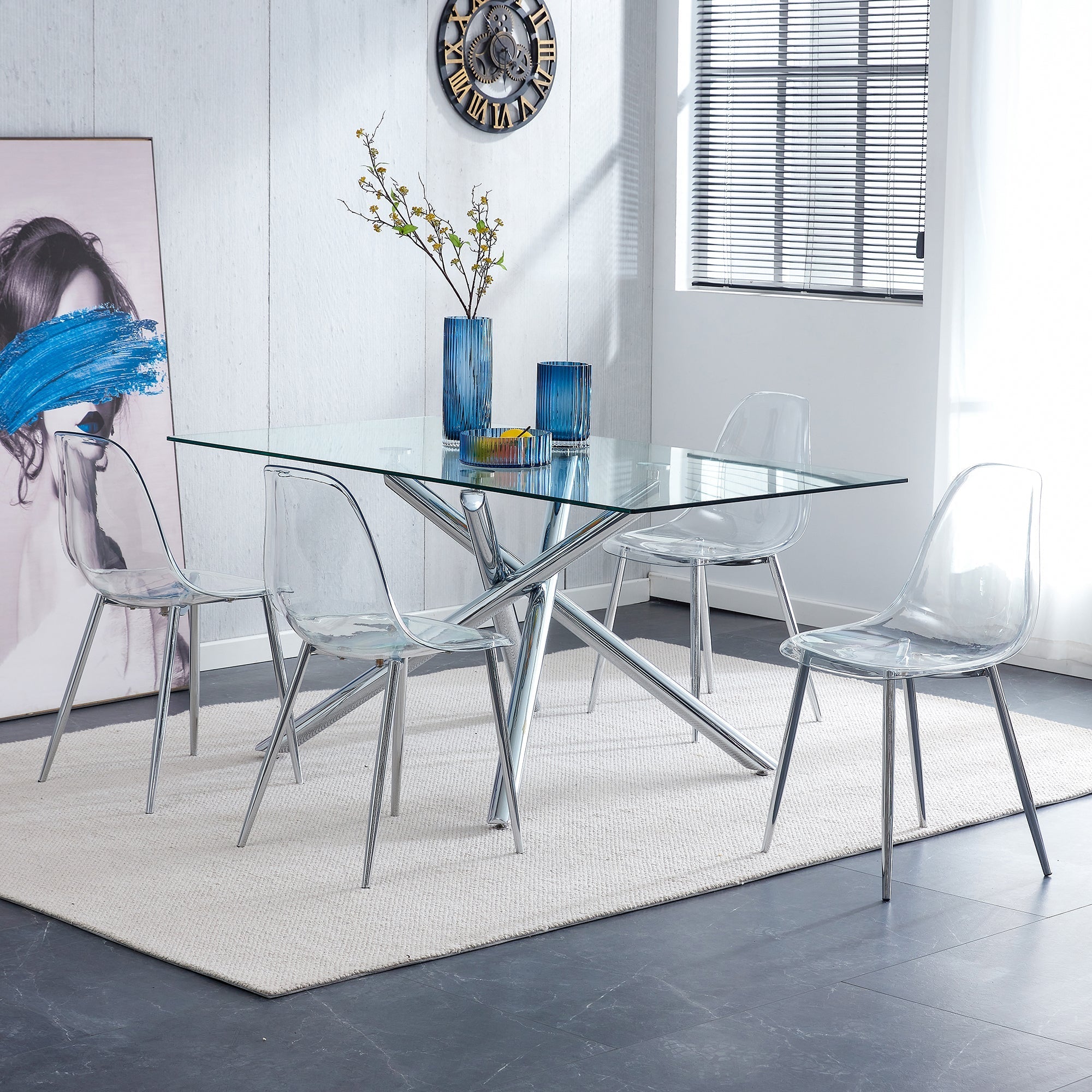 Transparent Dining Chairs, 6 pc Set