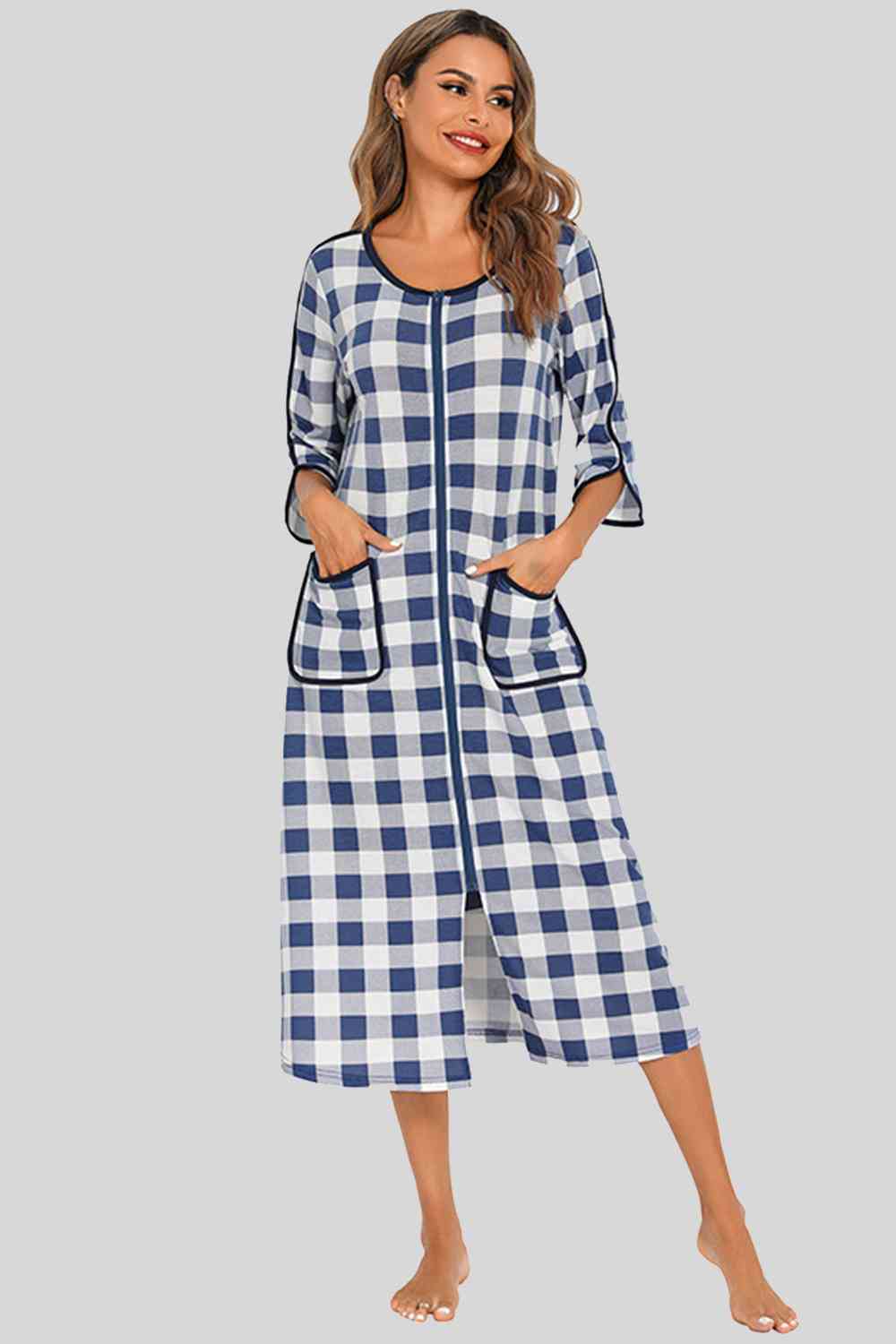 Pajama Dress with Round Neck