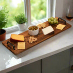 Acacia Serving Trays with Metal Handles by Kalmar Home