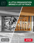 Bamboo Silverware Drawer Organizer, Expandable