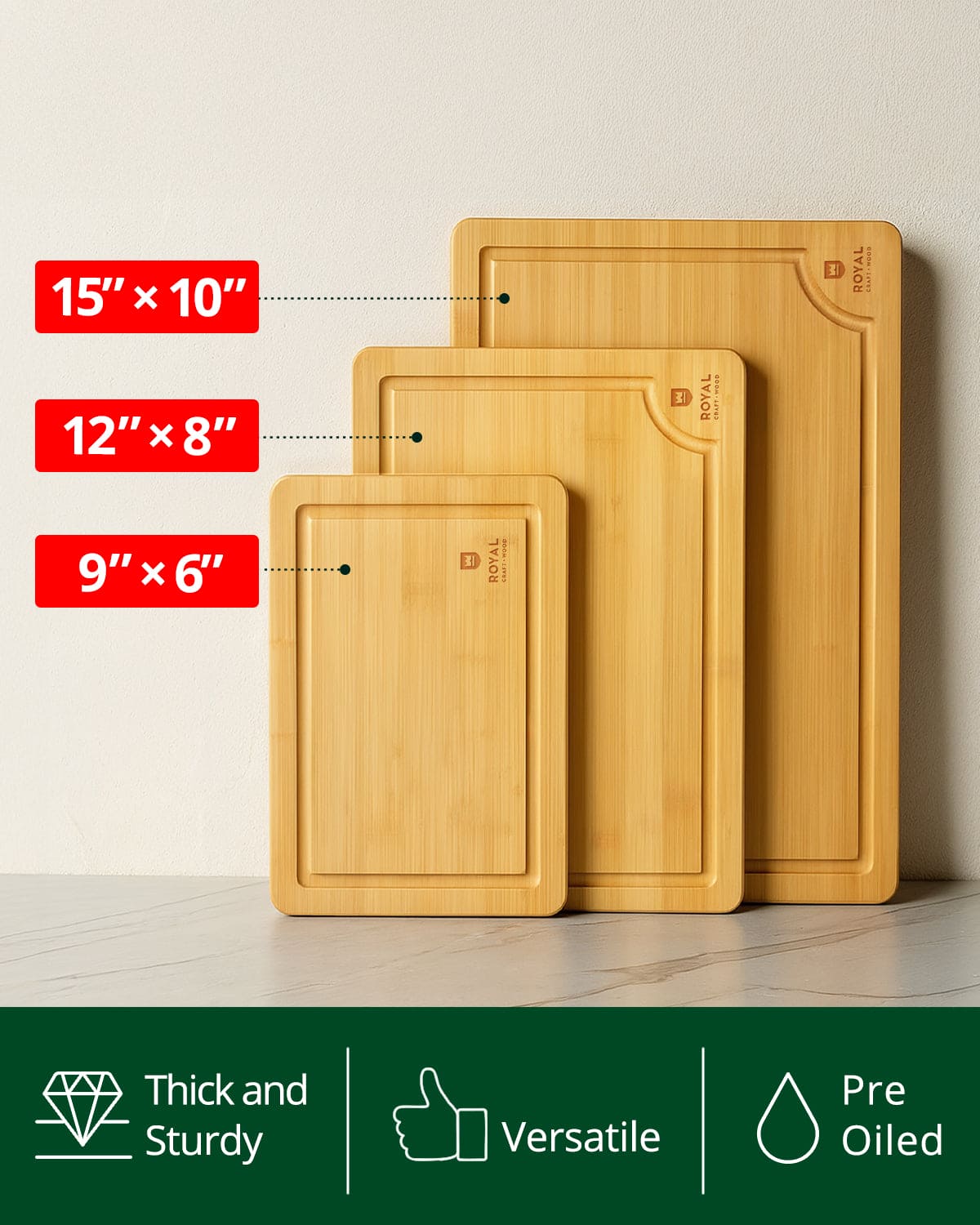 Bamboo Cutting Board, set of 3