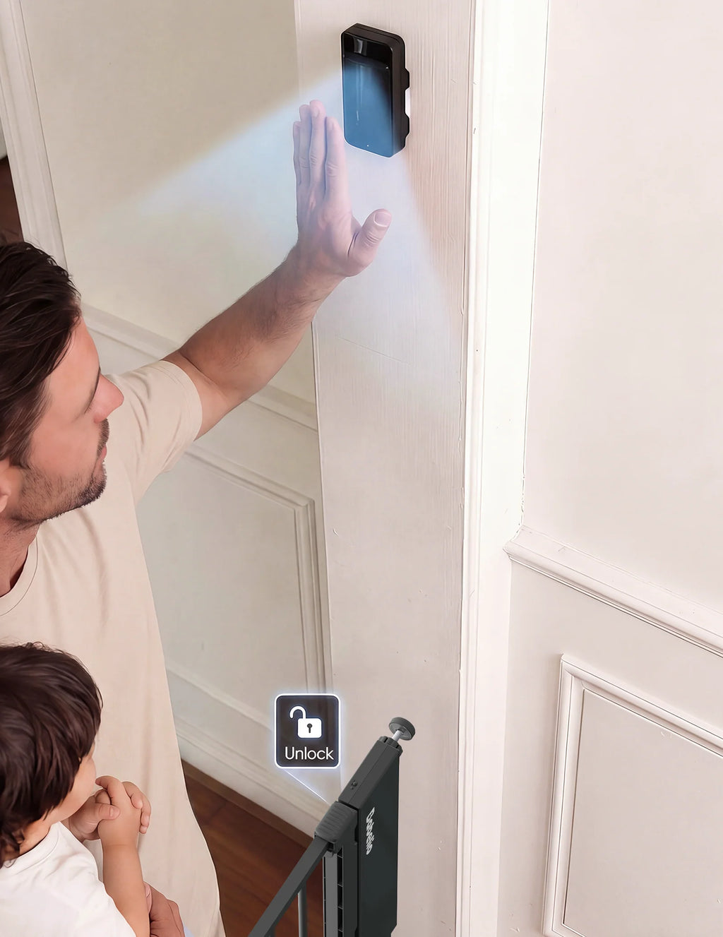 Smart Baby Gate with Infrared Auto-Unlock & Alarm | Sensepass by Babelio