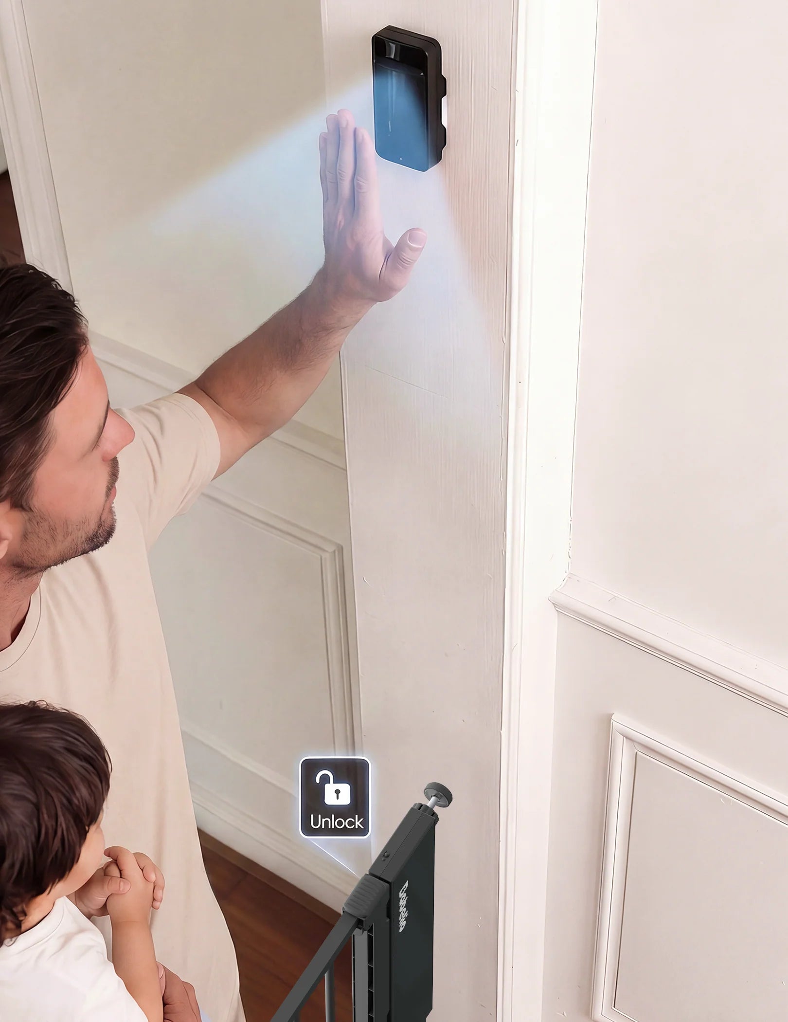 Smart Baby Gate with Infrared Auto-Unlock & Alarm | Sensepass by Babelio