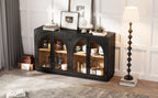 4-Door Storage Sideboard Buffet Cabinet with Arched Glass Doors