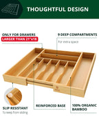 Bamboo Silverware Drawer Organizer, Expandable