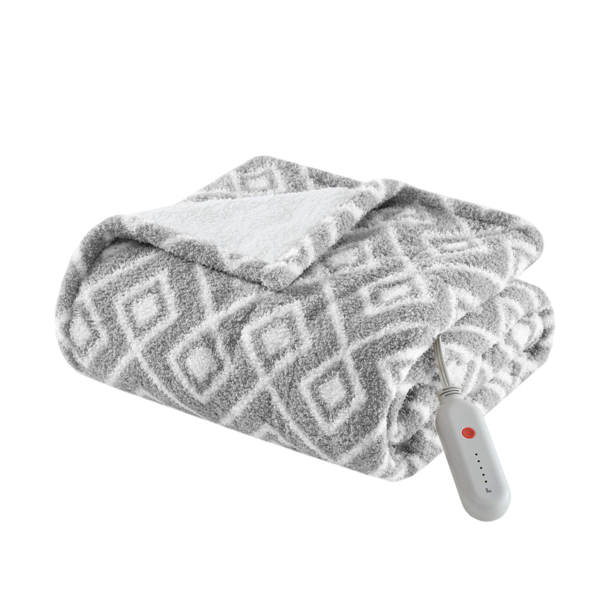Heated Throw, Grey Geometric