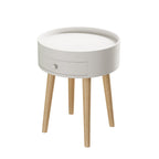 Nightingale 18"H Table with Drawer & Oak Legs, White