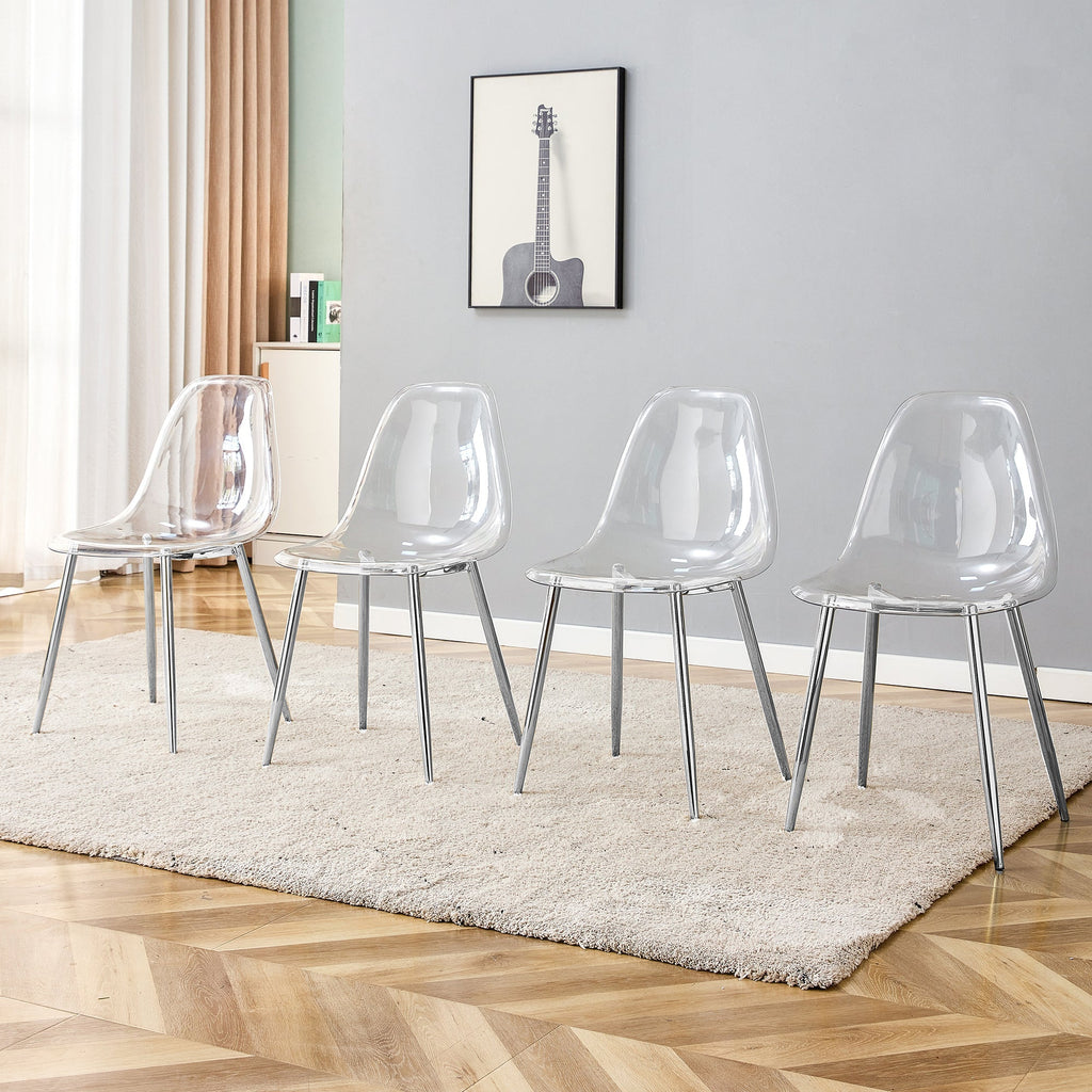 Transparent Dining Chairs, 6 pc Set