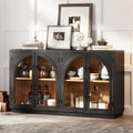 4-Door Storage Sideboard Buffet Cabinet with Arched Glass Doors