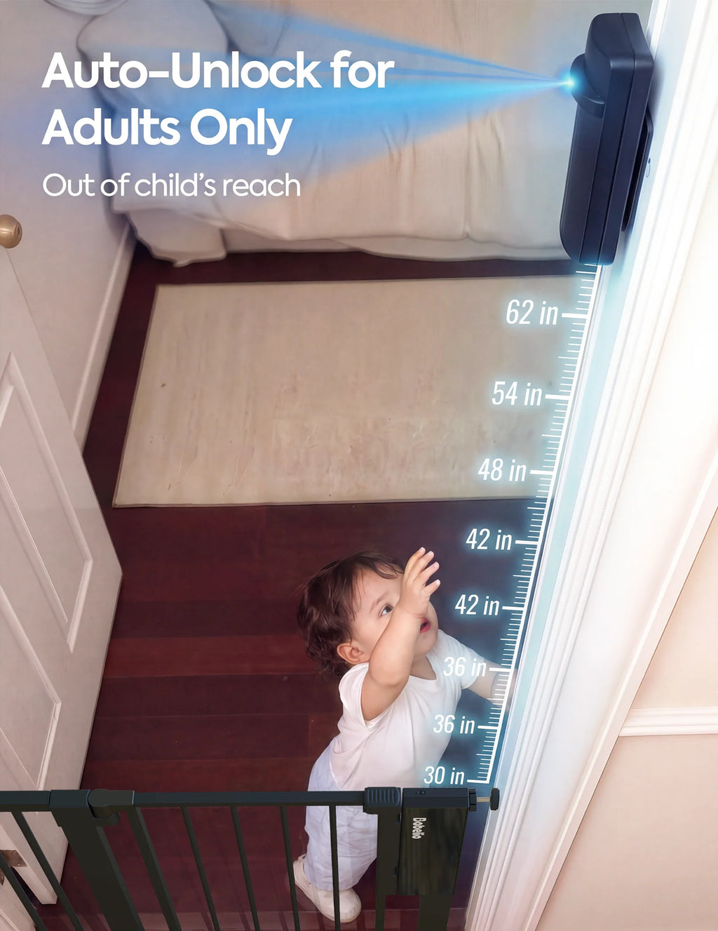 Smart Baby Gate with Infrared Auto-Unlock & Alarm | Sensepass by Babelio