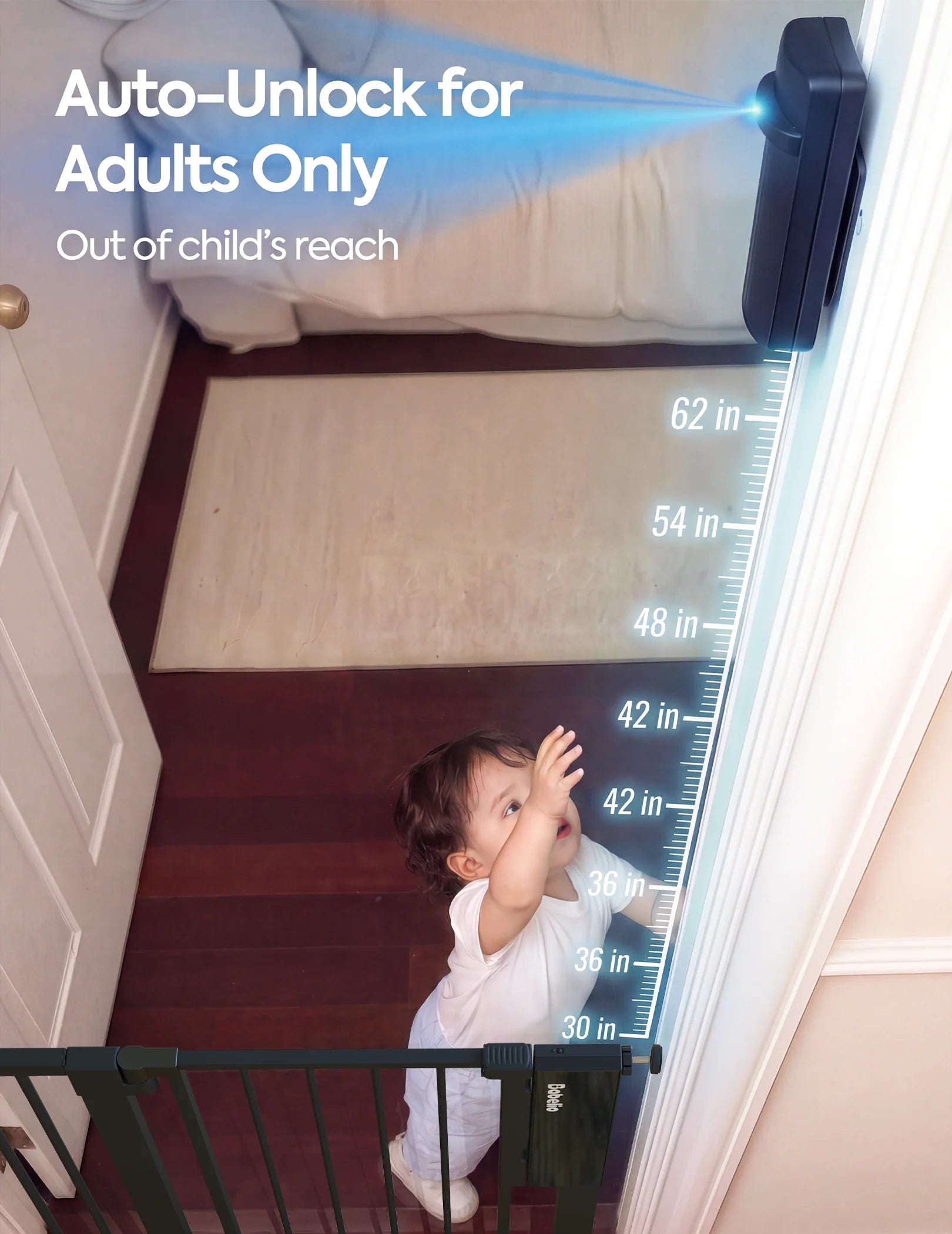 Smart Baby Gate with Infrared Auto-Unlock & Alarm | Sensepass by Babelio