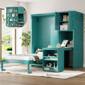 Rotating Wall Murphy Beds with Bookshelf, Teal (TWIN)