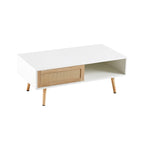 Rattan Coffee table with sliding door storage