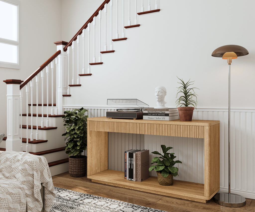 Fluted Console Table with 2-Drawers