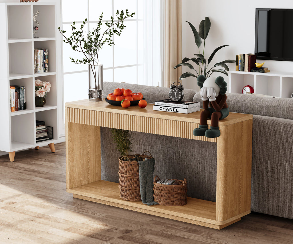Fluted Console Table with 2-Drawers