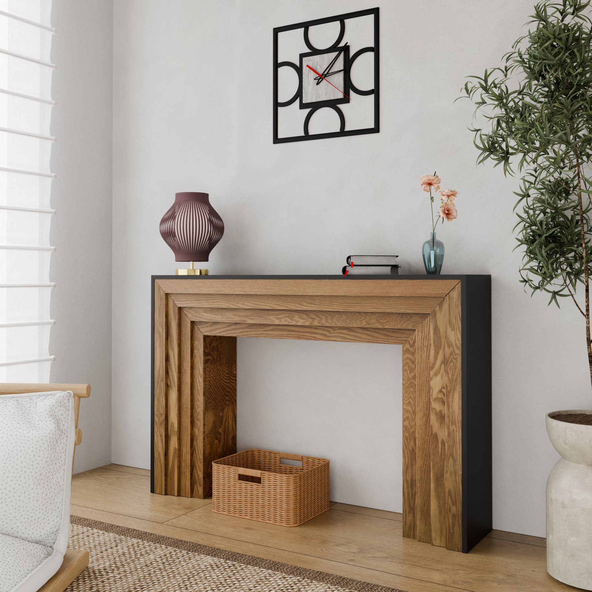 Console Table in two-tone Fir Wood