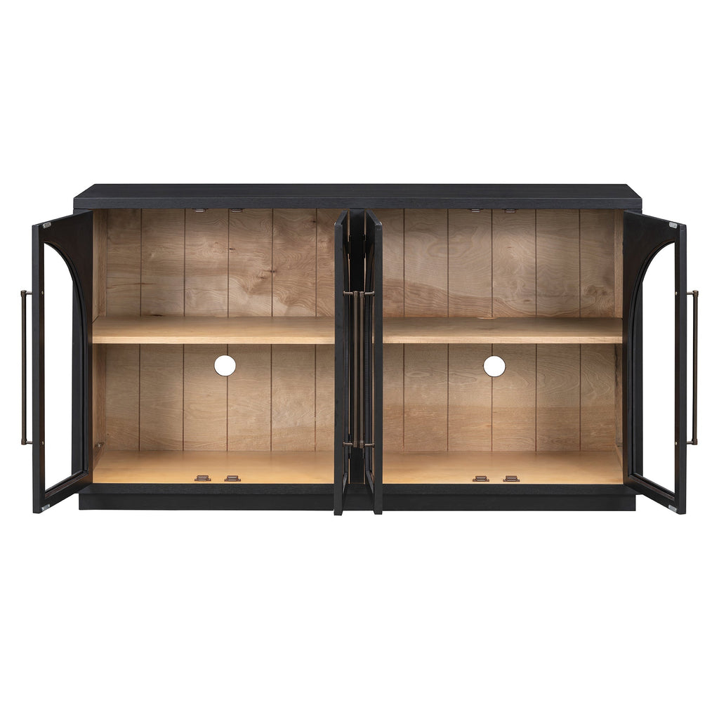 4-Door Storage Sideboard Buffet Cabinet with Arched Glass Doors