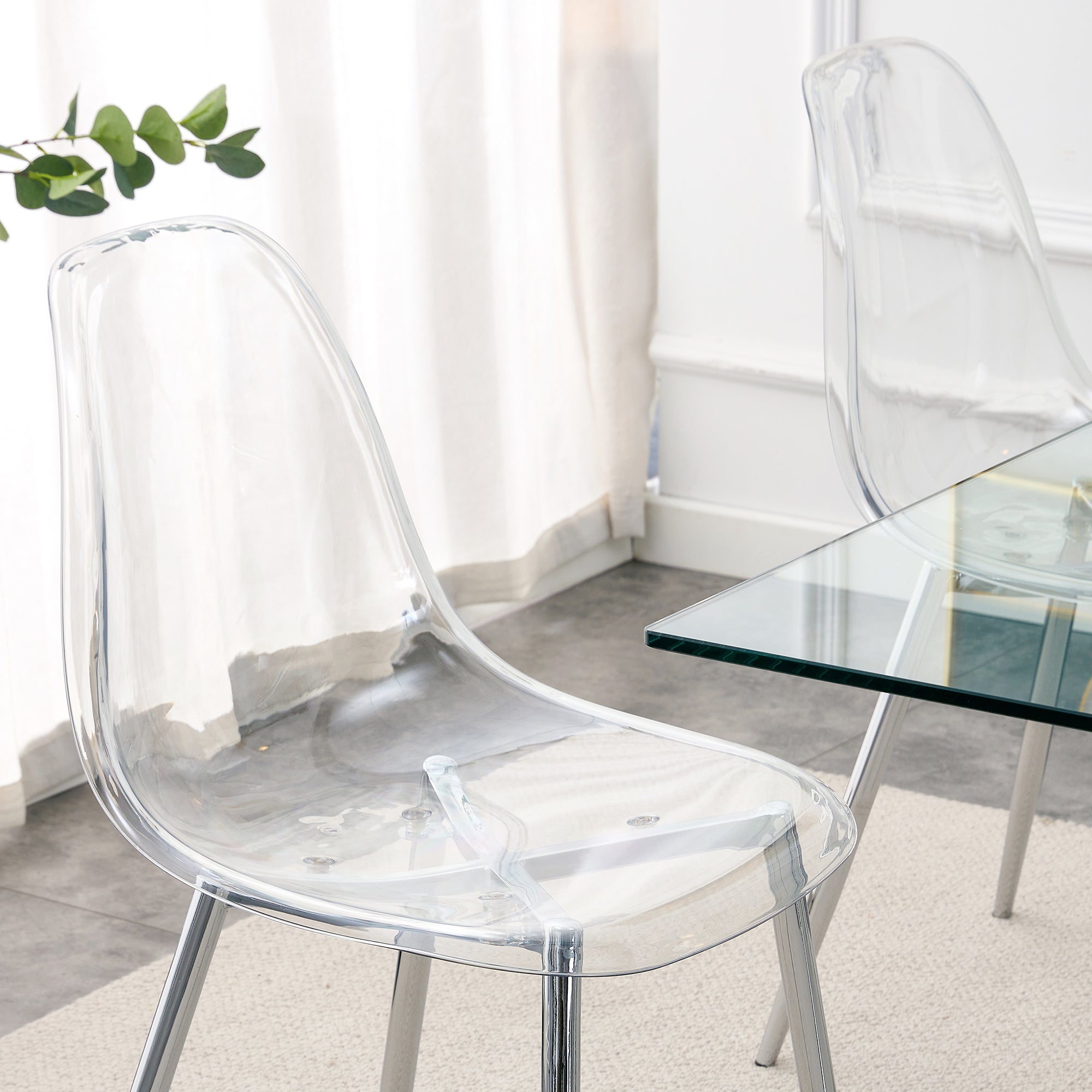 Transparent Dining Chairs, 6 pc Set